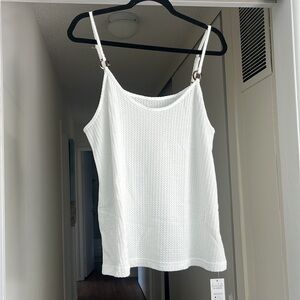 Waffle Textured Women's Tank Top - Cupshe - White